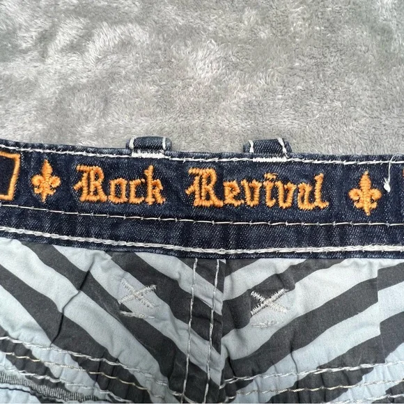 Rock Revival Jeans Mens 40x31 Blue Medium Wash Hern Straight Thick Stitch Cowboy